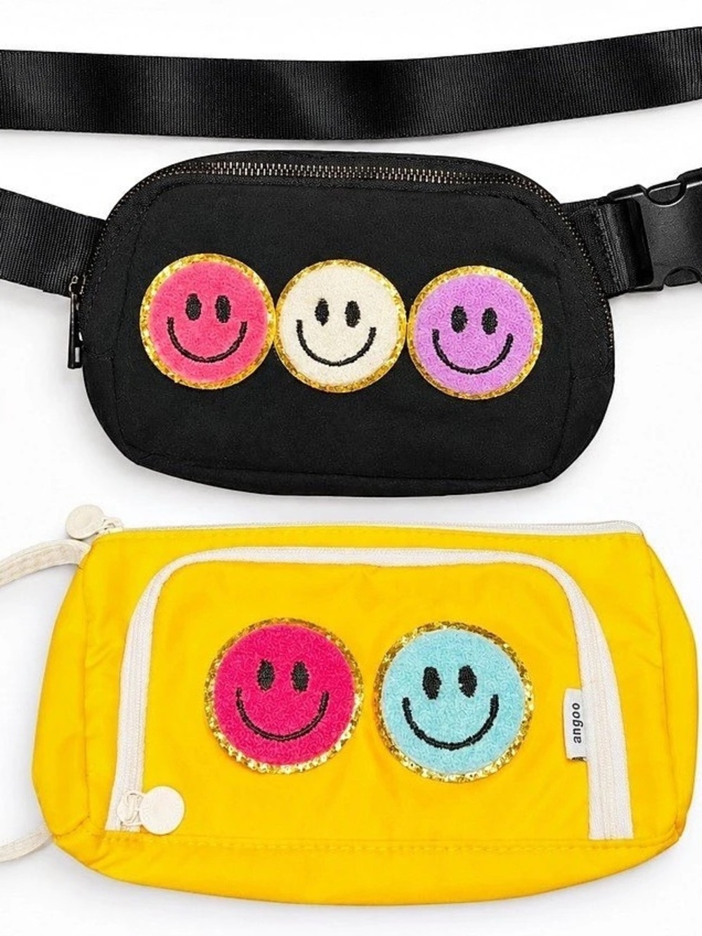 Angoo Smiley Face Bag Set in Yellow & Black
